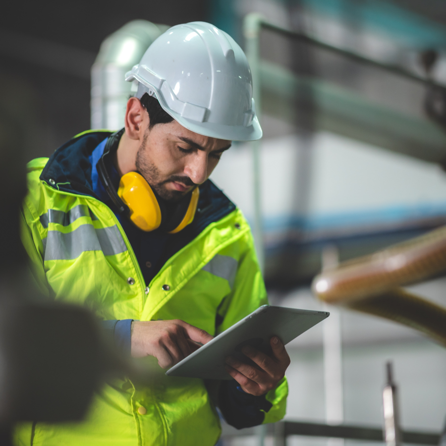 worker doing a safety check